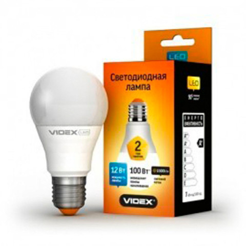 Лампа LED A60е 12W (100Вт) E27 4100K Videx (м.2 роки)