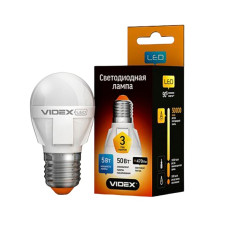 Лампа LED G45е 7W (55Вт) E27 4100K Videx (г.2 роки) куля