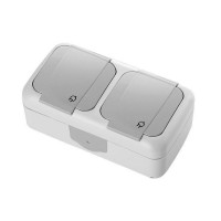 Розетка накладна подвійна з кришкой Palmiye сірий Viko IP 54