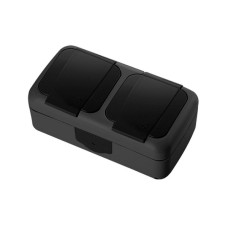 Розетка накладна подвійна з кришкой Palmiye чорний Viko IP 54