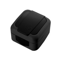 Розетка накладна одинарна з кришкой Palmiye чорний Viko IP 54