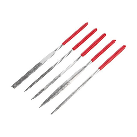 Набір алмаз надфілів. 5шт.(140мм)пл.ручка Intertool