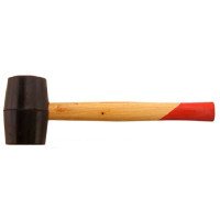 Киянка гумова 450 г.60 мм,чорна гума, дерев'яна ручка Intertool