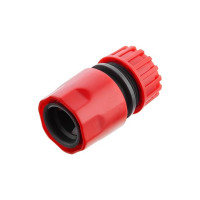Коннектор с аквастопом 1/2 для шланга1/2 красный INTERTOOL (60шт в уп)