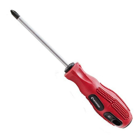 Викрутка хрест. PH3х250мм, проріз.червона ручка Intertool (12шт/уп)
