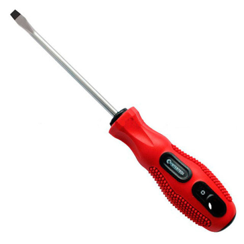 Викрутка шліц. SL5х250мм, проріз.червона ручка Intertool (12шт/уп)