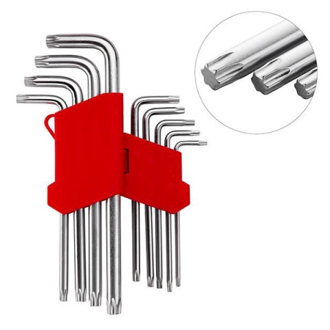 Набір Г-обр. ключів удл. 9шт, Т10-Т50 TORX Cr-V Intertool (10шт/уп)