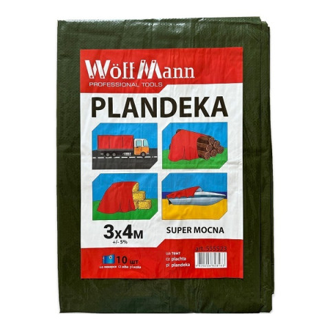Тент строительный 3х4м зеленый 110г/м2 WoffMann PLANDEKA SUPER MOCNA
