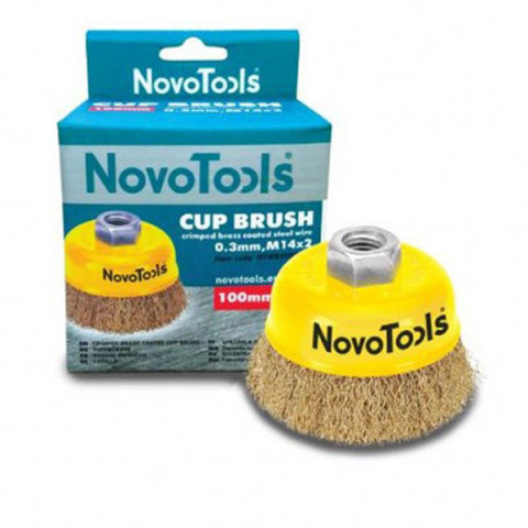 Щетка торцевая для УШМ 75мм гофрированная латунь NOVOTOOLS