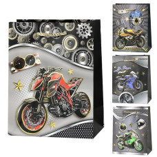 Пакет подарочный бумажный M "Motorbike" 26*32*10см (12 шт/уп)