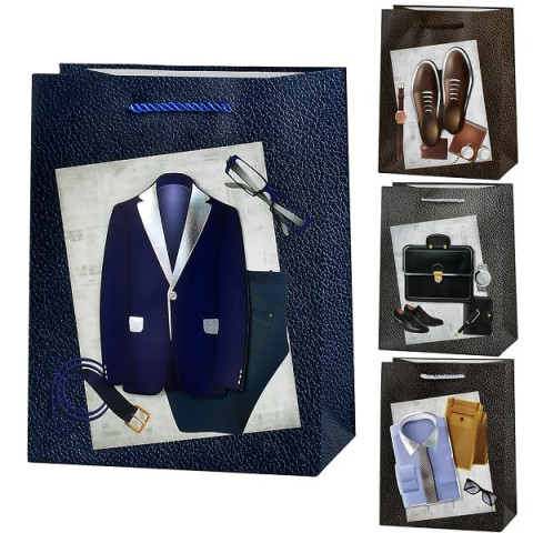 Пакет подарочный бумажный S "Gentleman 3D" 18*23*10см (12 шт/уп)