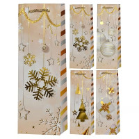 Пакет подарочный бумажный под бутылку "Christmas stars" 12*9*35см (12шт/уп)