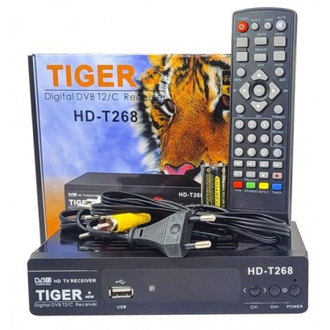 Т2 ресивер тюнер TIGER new HD-T268 металл + интернет 12 мес