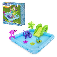 Игровой центр 239х206х86см, 308л, от 2х лет, горка, надувные животные, ремкомплект, коробка, Bestway