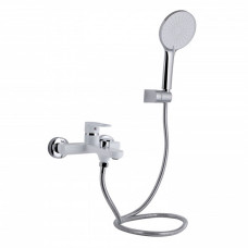Смеситель для ванны короткий Qtap Jay-004/Chrome/White с душевым гарнитуром Латунь,Чехия 5 лет