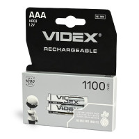 Батарейка Videx аккумуляторная HR3 ААА,1100mAh,минипальчиковая(2шт) пачка