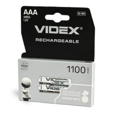 Батарейка Videx аккумуляторная HR3 ААА,1100mAh,минипальчиковая(2шт) пачка