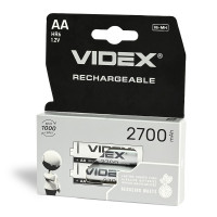 Батарейка Videx аккумуляторная HR6 АА,2700mAh,пальчиковая(2шт) пачка