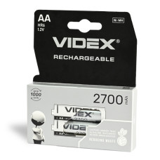 Батарейка Videx аккумуляторная HR6 АА,2700mAh,пальчиковая(2шт) пачка