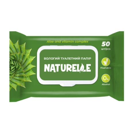 Влажная туалетная бумага с алое и комплексом витаминов 50шт Naturelle