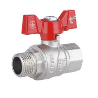 Кран шаровой прямой латунь никелиров бабочка PN40 1/2"вн SF607W15 Forte Thermo Alliance