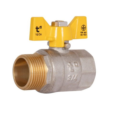 Кран шаровой прямой латунь никелиров. бабочка PN40 газ 3/4"вн SD607G20 Base Thermo Alliance