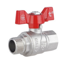 Кран шаровой прямой латунь никелиров бабочка PN40 1/2"вн SF607W15 Forte Thermo Alliance