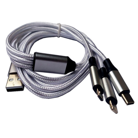 Шнур USB 3in1 C-type, micro USB ,Iphone Lightning 1.2метра белый