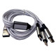 Шнур USB 3in1 C-type, micro USB ,Iphone Lightning 1.2метра белый
