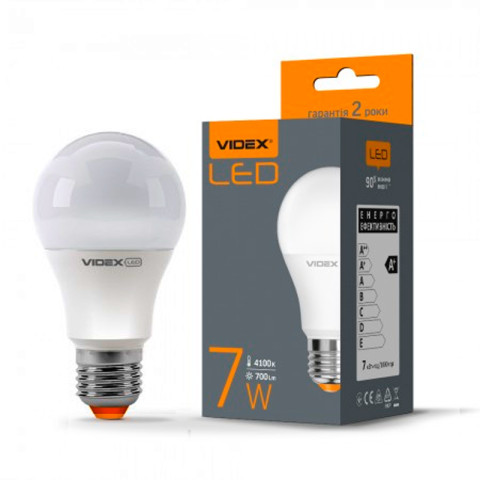 Лампа LED G45е 7W (55Вт) E14 3000K Videx (г.2 года)