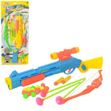 Набор с оружием 2в1 (арбалет,ружье) шарики мягкие, шары-присоски, 2 цвета