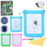 Планшет LCD для рисования 21х25,5 см, фломастеры, салфетка, трафареты, 3 цвета, на батарейках