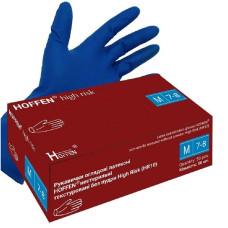 Перчатки латексные M синие Hoffen (25пар/уп)