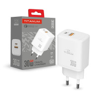 Зарядное устройство для телефона 30W USB-A+USB-C белый TITANUM