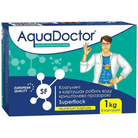 Коагулянт в картриджах для бассейна 1кг SF AquaDoctor SuperFlock