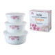 Набор стеклокерамических салатников 3шт с крышкой "Орхидея" (7,5 ', 6,5', 5,5 ') S&T