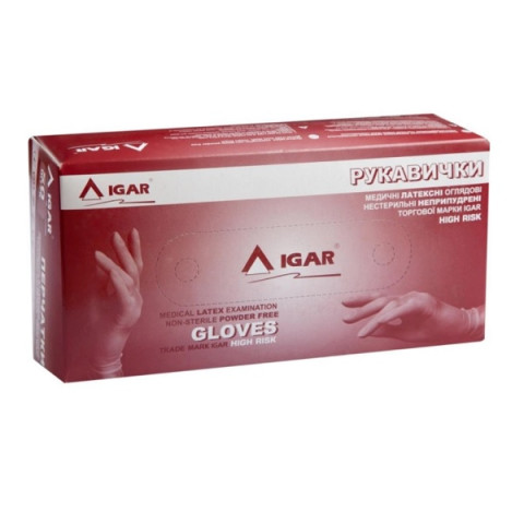 Перчатки латексные S сверхпрочные синие Igar (25пар/уп)