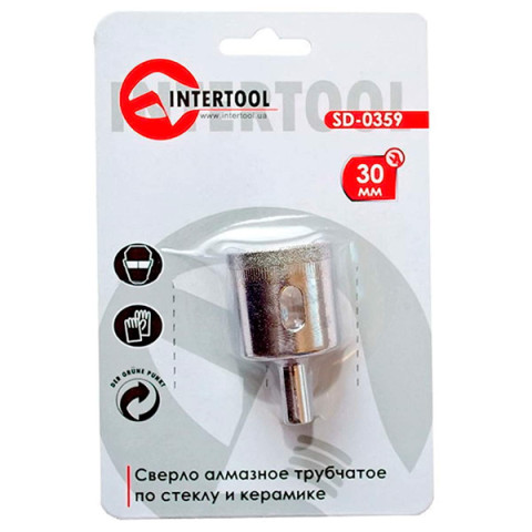 Сверло корончатое по стеклу и керамике 30мм Intertool