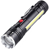 Фонарь ручной аккумуляторный/на батарейках 1*18650/3*AAA, 4 реж, zoom, Police T6-26+T6+COB