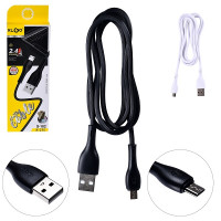 Шнур USB-microUSB 1м. черный/белый KLGO