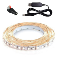 Светодиодная лента белая 5м, 4000-4500K, 12Вт (120 LED/метр) с переходником на USB