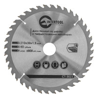 АКЦІЯ Диск пильний INTERTOOL 210х30мм 40Т з напайками