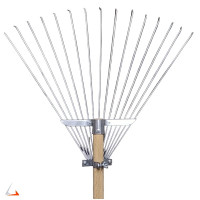 Граблі віялові 15 прутів, розсувні з дерев'яною ручкою, прут 3мм