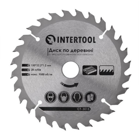 Диск пильний INTERTOOL 150х22.23мм 28Т з напайками