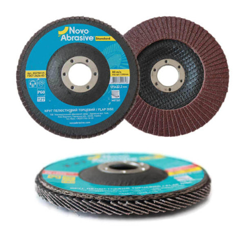 Диск шліфувальний пелюстковий NOVOABRASIVE 125х22.23мм Р60 Т27 10шт*уп