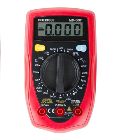 Мультиметр цифровий CAT II - 300 В/CAT I - 600 В INTERTOOL MD-0001 12 міс.