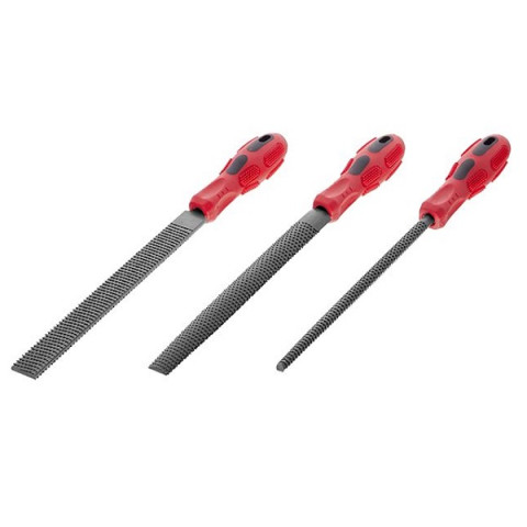 Набір рашпилів 3шт.(прямокут,круглий,п/круглий)проріз.ручка Intertool