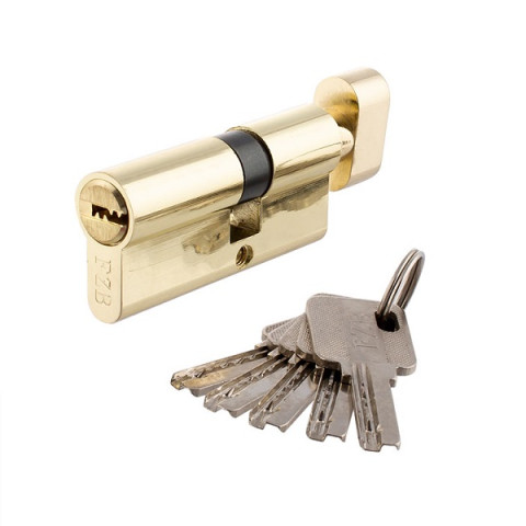 Серцевина для замку 90мм (35х55), ключ/поворотник, PB золото, 5 ключів FZB
