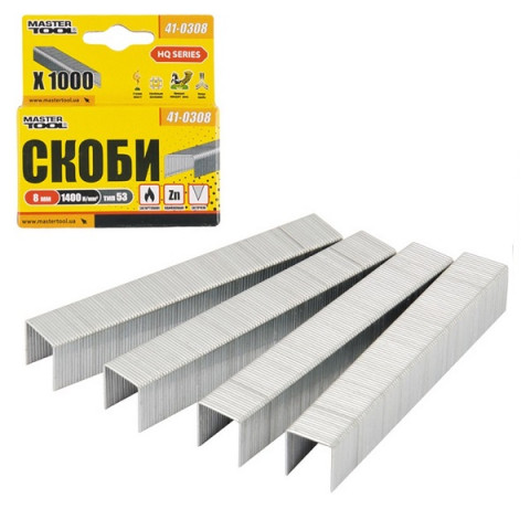 Скоба 8мм, 11,3ммх0,8мм розжарена (1000шт) R53 MASTERTOOL