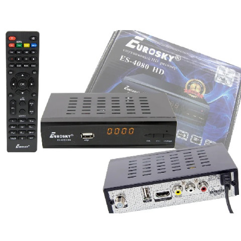 Супутниковий тюнер ES-4080 HD Прошитий+IPTV ТМ "EUROSKY" 12 міс.